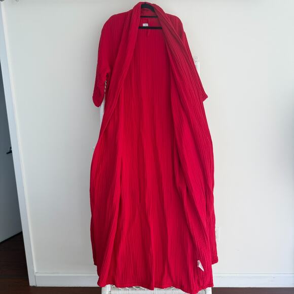 Muslin Comfort Cotton Robe L/XL Red Full Length Gauze Spa Relax Loungewear - Picture 3 of 11